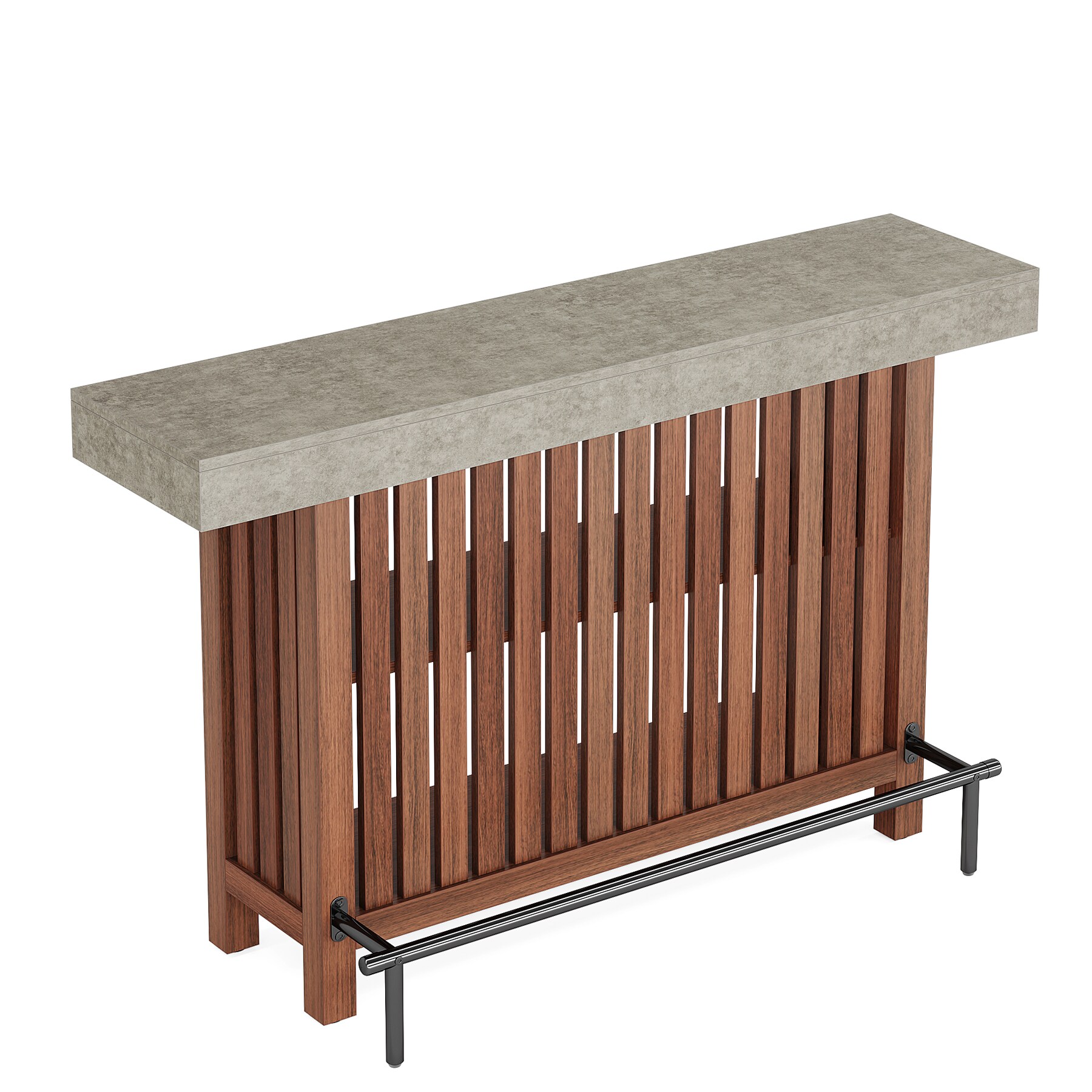 Home Bar Unit, Modern 2-Tier Bar Table With Footrest_voghion.com